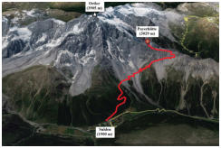 Aufstiegsroute von Sulden zur Payerhtte