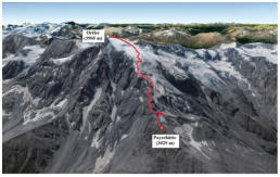 Aufstiegsroute zum Ortler